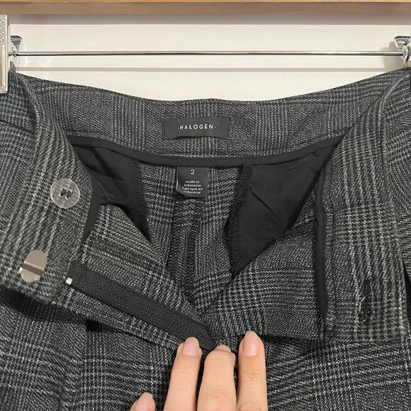 Halogen Plaid Straight Leg Pants in Grey | 2 - Picture 6 of 8